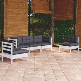 Muebles de jardín 5 pzas con cojines madera maciza de pino en Conjuntos de jardín | Comprar online en Foru.es