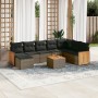 Set de muebles de jardín 9 pzas y cojines ratán sintético gris en Conjuntos de jardín | Comprar online en Foru.es