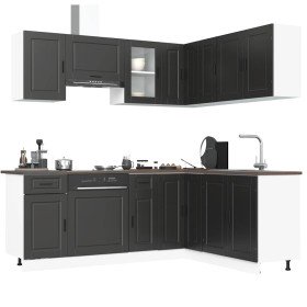 Mueble de cocina Porto negra 11 piezas madera contrachapada en Armarios de cocina | Comprar online en Foru.es