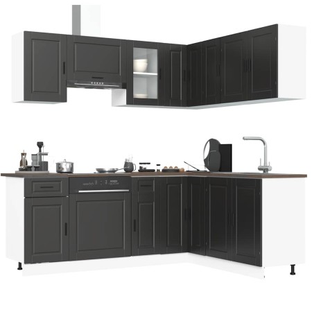 Mueble de cocina Porto negra 11 piezas madera contrachapada en Armarios de cocina | Comprar online en Foru.es