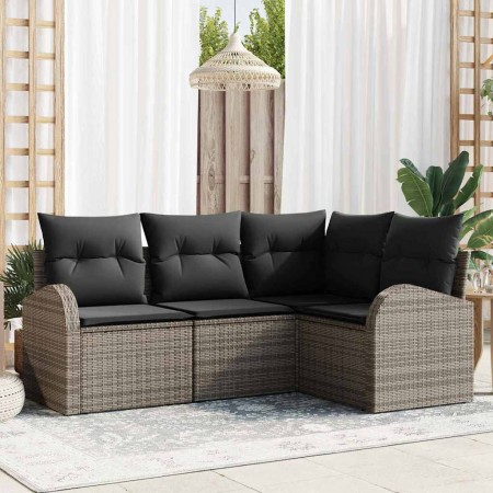 Conjunto de sofás de jardín 4 pcs Gris ratán sintético en Sofás de exterior | Comprar online en Foru.es