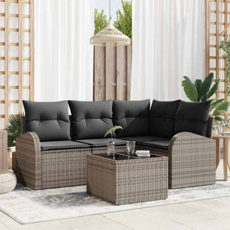Conjunto de sofás de jardín 5 pcs Gris ratán sintético en Sofás de exterior | Comprar online en Foru.es