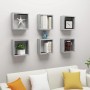 Estantes cubo de pared 6 unidades gris 30x15x30 cm en Estanterías | Comprar online en Foru.es