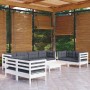 Muebles de jardín 9 pzas con cojines madera maciza de pino en Conjuntos de jardín | Comprar online en Foru.es