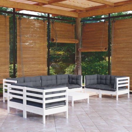Muebles de jardín 9 pzas con cojines madera maciza de pino en Conjuntos de jardín | Comprar online en Foru.es