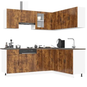 Mueble cocina Porto roble ahumado 11 pzas madera contrachapada en Armarios de cocina | Comprar online en Foru.es