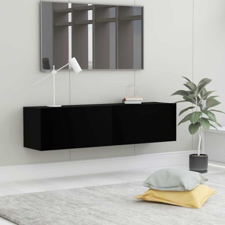 Mueble pared TV madera contrachapada negro 120x30x30 cm en Muebles TV | Comprar online en Foru.es
