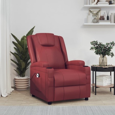 Sillón elevable cuero sintético rojo tinto en Sillones | Comprar online en Foru.es