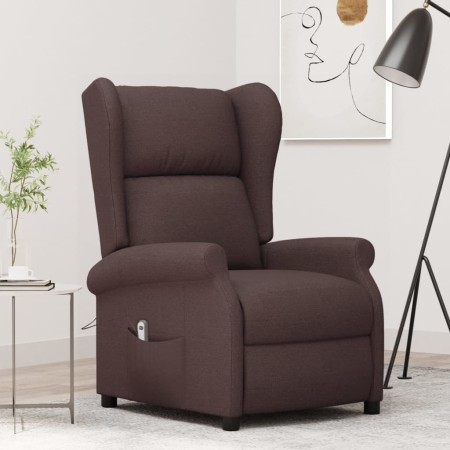 Sillón orejero reclinable eléctrico de tela marrón oscuro en Sillones | Comprar online en Foru.es