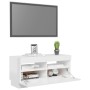 Mueble de TV con luces LED blanco brillante 80x35x40 cm de vidaXL, Muebles TV - Ref: Foro24-804451, Precio: 76,25 €, Descuent...