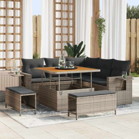 Conjunto de sofás de jardín 9 pcs Gris ratán sintético en Sofás de exterior | Comprar online en Foru.es