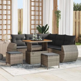 Conjunto de sofá de jardín con cojín 8 pcs Gris ratán sintético en Sofás de exterior | Comprar online en Foru.es