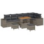 Conjunto de sofá de jardín con cojín con almohada 9 pcs Gris en Sofás de exterior | Comprar online en Foru.es