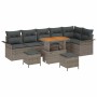 Conjunto de sofá de jardín con cojín con almohada 9 pcs Gris en Sofás de exterior | Comprar online en Foru.es
