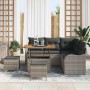 Conjunto de sofá de jardín con cojín con almohada 8 pcs Gris en Sofás de exterior | Comprar online en Foru.es