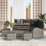 Conjunto de sofá de jardín con cojín con almohada 9 pcs Gris en Sofás de exterior | Comprar online en Foru.es