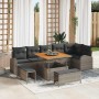 Conjunto de sofá de jardín con cojín con almohada 9 pcs Gris en Sofás de exterior | Comprar online en Foru.es