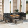 Conjunto de sofá de jardín con cojín con almohada 9 pcs Gris en Sofás de exterior | Comprar online en Foru.es
