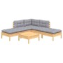 Juego de muebles de jardín 6 pzas y cojines madera pino gris en Conjuntos de jardín | Comprar online en Foru.es