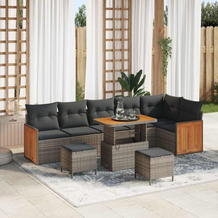 Conjunto de sofá de jardín 9 pcs Gris Gris oscuro en Sofás de exterior | Comprar online en Foru.es