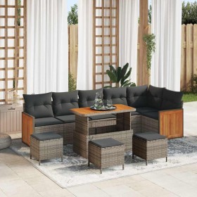 Conjunto de sofá de jardín 10 pcs Gris Gris oscuro en Sofás de exterior | Comprar online en Foru.es