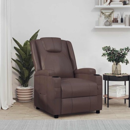 Sillón reclinable de cuero sintético marrón en Sillones | Comprar online en Foru.es