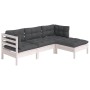 Muebles de jardín 4 pzas con cojines blanco madera de pino en Conjuntos de jardín | Comprar online en Foru.es