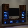 Muebles TV pared con LED 5 pzas madera ingeniería roble ahumado en Muebles TV | Comprar online en Foru.es