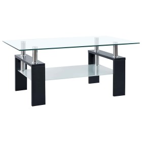 Mesa de Café Negro 55 x 96 x 40.5 cm Melamina y Vidrio Templado en Mesas de centro | Comprar online en Foru.es