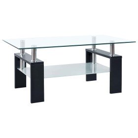 Mesa de Café Negro 55 x 96 x 40.5 cm Melamina y Vidrio Templado en Mesas de centro | Comprar online en Foru.es