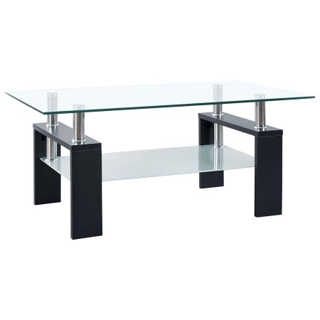 Mesa de Café Negro 55 x 96 x 40.5 cm Melamina y Vidrio Templado en Mesas de centro | Comprar online en Foru.es