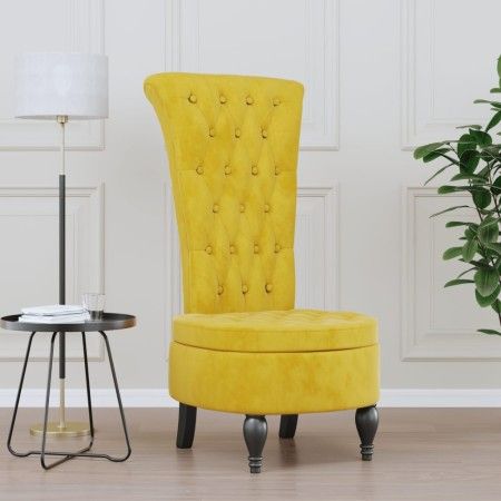 Sillón de respaldo alto con botones terciopelo amarillo de vidaXL, Sillas poltrona - Ref: Foro24-352469, Precio: 165,95 €, De...