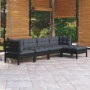 Muebles de jardín 5 pzas con cojines negro madera de pino en Conjuntos de jardín | Comprar online en Foru.es