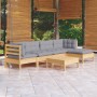 Juego de muebles de jardín 6 pzas y cojines madera pino gris en Conjuntos de jardín | Comprar online en Foru.es