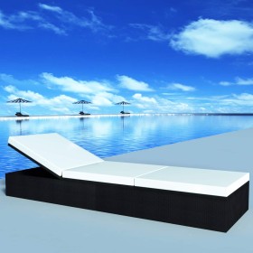 Tumbona Negro ratán sintético en Tumbonas | Comprar online en Foru.es