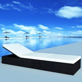 Tumbona Negro ratán sintético en Tumbonas | Comprar online en Foru.es