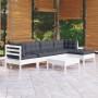 Muebles de jardín 6 pzas con cojines blanco madera de pino en Conjuntos de jardín | Comprar online en Foru.es