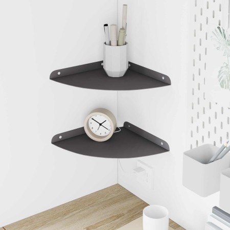 Estante de pared con estante 2 pcs Negro 18 x 18 x 2.3 cm en Estanterías | Comprar online en Foru.es
