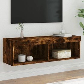 Mueble para TV con luces LED roble ahumado 100x30x30 cm en Muebles TV | Comprar online en Foru.es