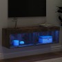 Mueble para TV con luces LED roble ahumado 100x30x30 cm en Muebles TV | Comprar online en Foru.es