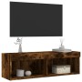 Mueble para TV con luces LED roble ahumado 100x30x30 cm en Muebles TV | Comprar online en Foru.es