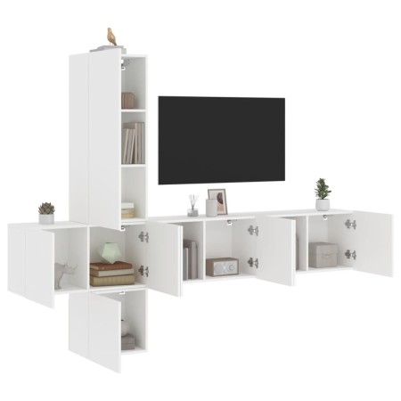 Muebles de TV de pared 5 piezas madera de ingeniería blanco en Muebles TV | Comprar online en Foru.es