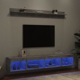 Muebles TV pared con LED 5 pzas madera ingeniería gris hormigón en Muebles TV | Comprar online en Foru.es