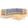 Juego de muebles de jardín 5 pzas y cojines madera pino gris en Conjuntos de jardín | Comprar online en Foru.es