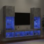 Muebles TV pared con LED 5 pzas madera ingeniería gris hormigón en Muebles TV | Comprar online en Foru.es