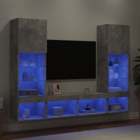 Muebles TV pared con LED 5 pzas madera ingeniería gris hormigón en Muebles TV | Comprar online en Foru.es
