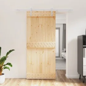 Puerta corredera con herrajes madera maciza de pino 90x210 cm by vidaXL, Doors - Ref: Foro24-3203011, Price: 183,39 €, Discou...