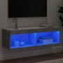 Mueble para TV con luces LED gris hormigón 100x30x30 cm en Muebles TV | Comprar online en Foru.es