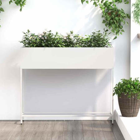 Jardinera Elevada Blanco 100 x 26 x 82 cm Acero en Macetas y jardineras | Comprar online en Foru.es