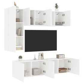 Muebles de TV de pared 5 piezas madera de ingeniería blanco en Muebles TV | Comprar online en Foru.es